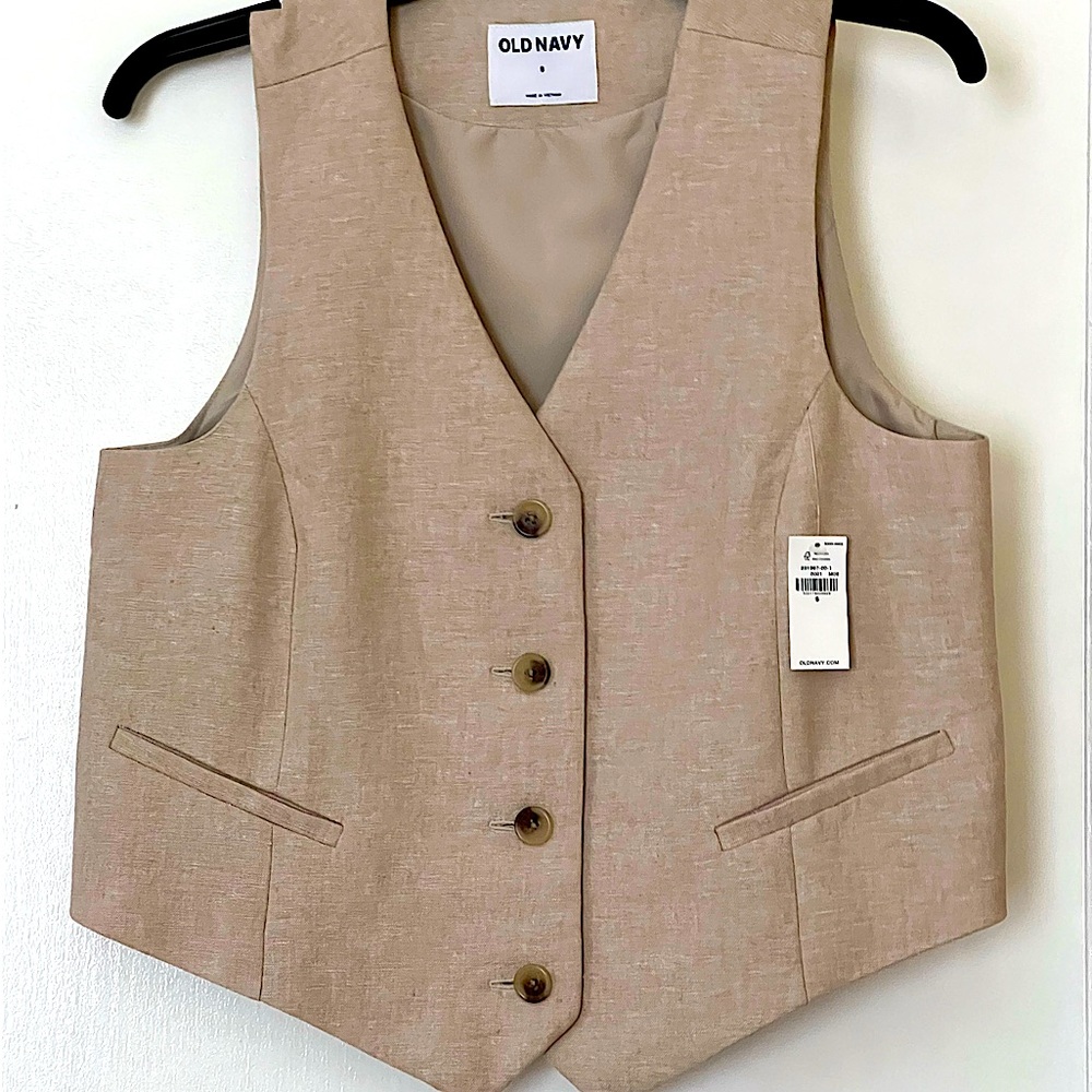 NWT linen khaki vest